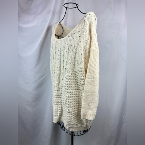 Lucky brand live in love cream cable knit sweater size L - Picture 5 of 6